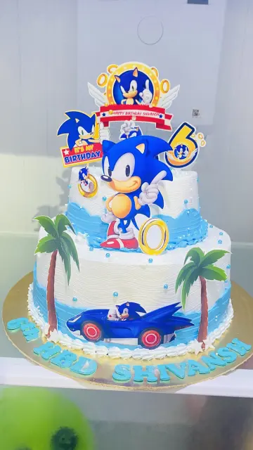 Sonic theme cake for boy birthday